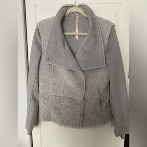 Marc Cain Designer Teddy Jacket Light Grey Sz M